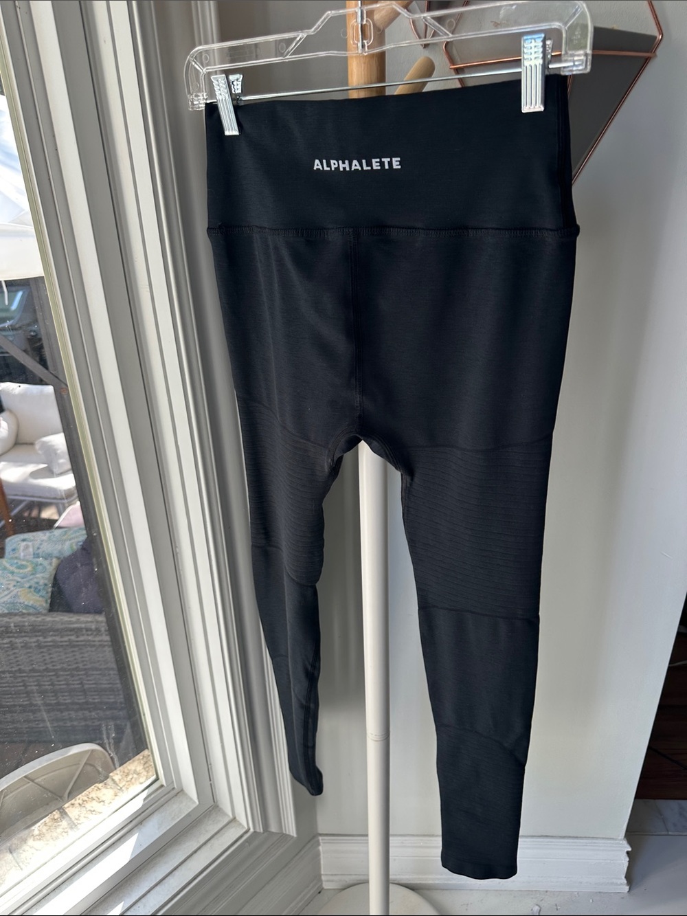 ALPHALETE Black High-Waist Performance Leggings Running Yoga Workout Size Large